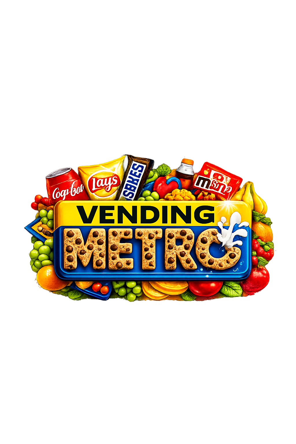 Vending Metro logo with snacks and drinks